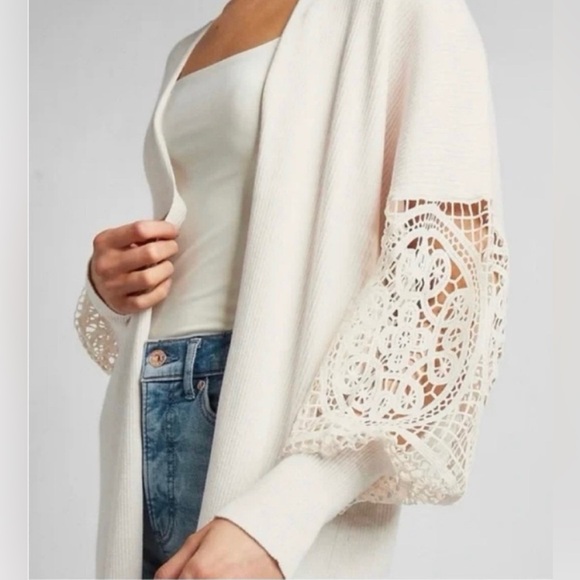 NWT Express Crochet Balloon Sleeve Duster Cardigan - Picture 8 of 9